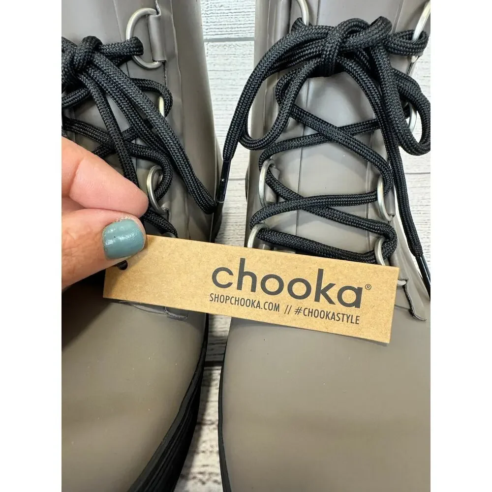 Chooka Women's Ava Dark Taupe Waterproof Lace Up Ankle Boots Size 8